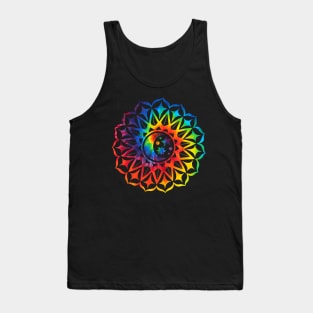 Mandala Moon Stars Rainbow Tie Dye Yoga Design Buddhist Zen Tank Top